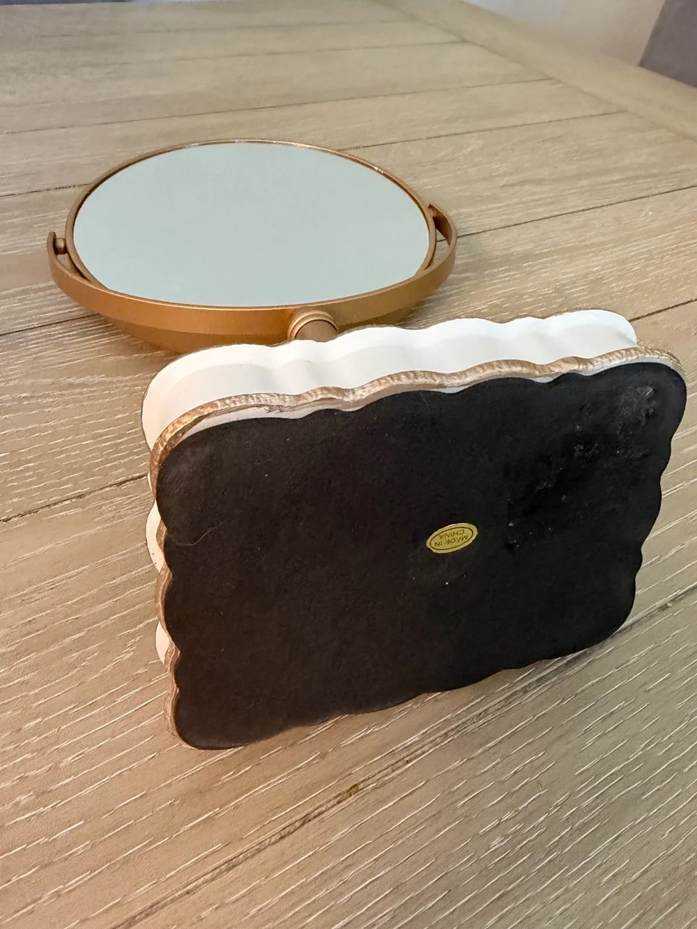 Gold Decorative Vanity Mirror with Bow Accent